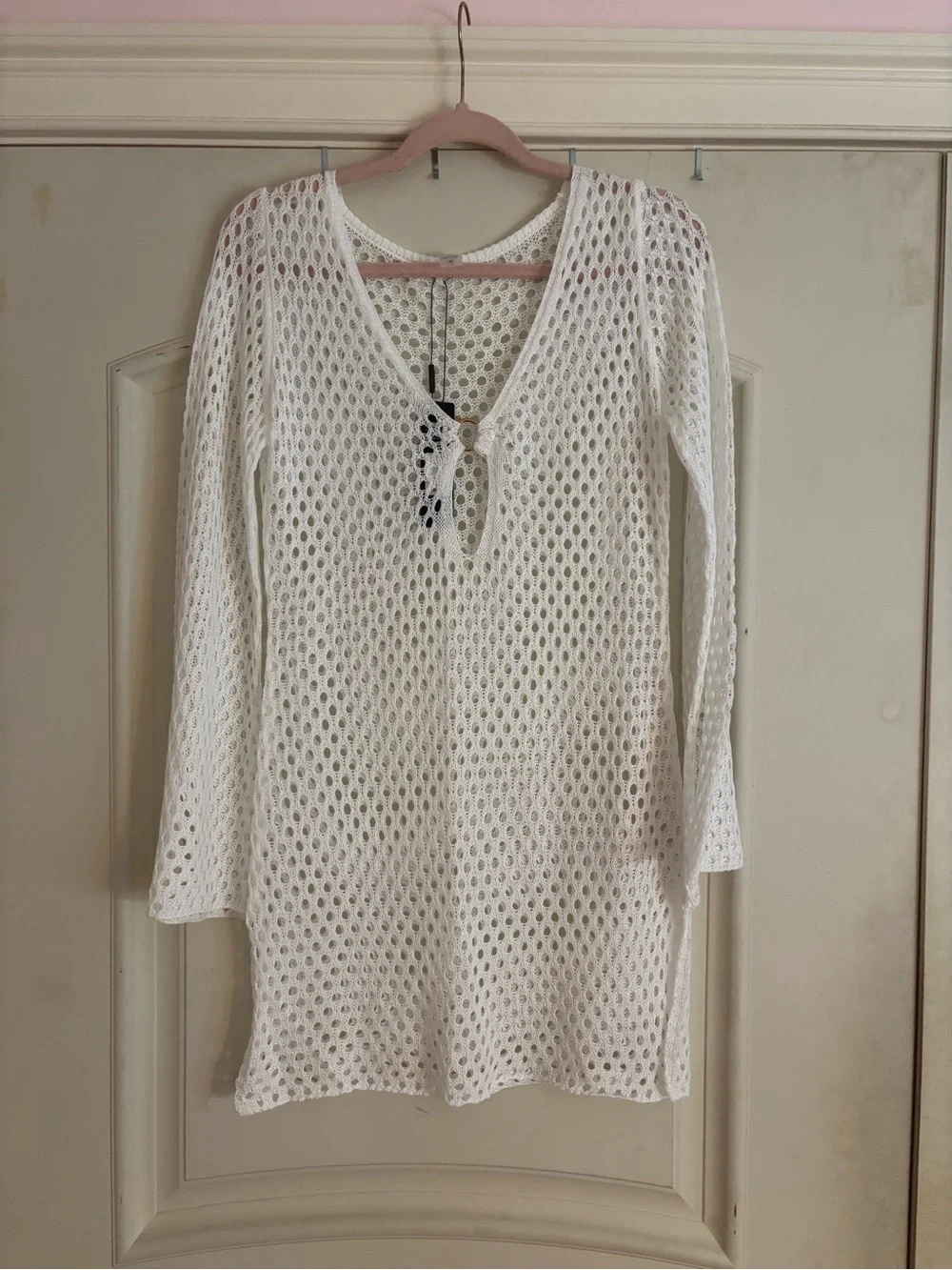Fashion Nova White Crochet Swim Coverup